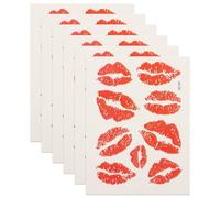 Tatouage Temporaire des Lèvres Rouge 6pcs Autocollants de Baisers pour Peau
