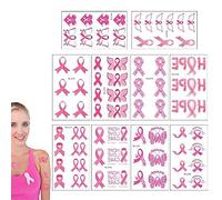 Tatouage Temporaire Du Ruban Rose, 10 Pcs Sticker Tattoo De Conscience Du Cancer Du Sein Imperméable Pour L'activité Publique De Fête