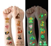 Tatouage Temporaire Enfant,10 Feuilles Tatouage Brille Dans Le Noir Ephemere Enfant De Animal,Tatouages Ephémères Étanche Pour Fille Garçons,Tatouage Enfant De Fête D'anniversaire Cadeau