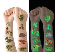 Tatouage Temporaire Enfant,10 Feuilles Tatouage Brille Dans Le Noir Ephemere Enfant De Dinosaure,Tatouages Ephémères Étanche Pour Fille Garçons,Tatouage Enfant De Fête D'anniversaire Cadeau