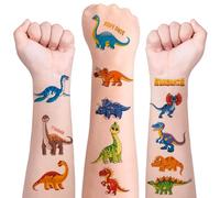 Tatouage Temporaire Enfant, 10 Feuilles Tatouage Enfant Dinosaure, Etanche Faux Tatouage pour Enfants, Autocollants de Tatouage pour Enfants, Cadea Décoration de Fête Garçon Fille (E)