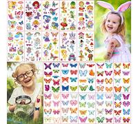 Tatouage Temporaire Enfant, 20 Feuilles Tatouage Ephemere Enfant de Thème Papillon et Fée des fleurs, Tatouages Ephémères Étanche pour Fille Garçons, Tatouage Enfant de Fête d'anniversaire Cadeau