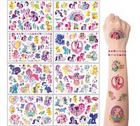 Tatouage Temporaire Enfant, 8 Feuilles Licorne Pony Atouage Temporaires pour Enfant, Junge Mädchen Tatouage Temporaire Etanche, Tatouages Ephémères pour Enfants, Fournitures de Fête d'Anniversaire