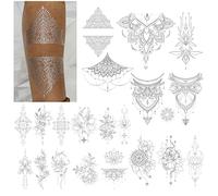 Tatouage temporaire flash en métal, tatouage doré, tatouage en argent, fleur de mandala, tatouage en dentelle, faux tatouage masculin et féminin adulte (design 4)