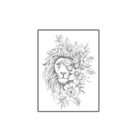 Tatouage Temporaire Fleur De Lion, Papillon, Feuille Verte, Détails De Crinière, Imperméable