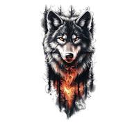 Tatouage temporaire imperméable, 8 feuilles, motif lion, loup, tigre, for homme, bras, faux tatouage(QXQB-1143)