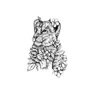 Tatouage temporaire imperméable Bête animal ours loup lion Tatouages réalistes Body Art Bras Faux tatouage homme femme (002)