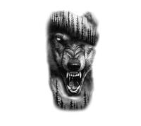 Tatouage temporaire imperméable, motif forêt, lion, tigre, ours, femme, léopard, loup, art corporel, bras, faux tatouage, homme, 8 feuilles(XQB-476)