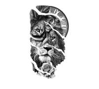 Tatouage temporaire imperméable, motif forêt, lion, tigre, ours, femme, léopard, loup, art corporel, bras, faux tatouage, homme, 8 feuilles(XQB-376)