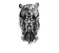 Tatouage temporaire imperméable, motif forêt, lion, tigre, ours, femme, léopard, loup, art corporel, bras, faux tatouage, homme, 8 feuilles(XQB-377)