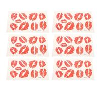 Tatouage Temporaire Lèvres Rouges 6 Pièces, Décoration Peau Fête Halloween | Adhésion Longue Durée, Papier Temporaire en Plastique, Motifs Réalistes pour Club Nuits, Photoshoots