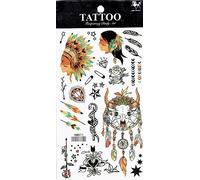 Tatouage Temporaire : motif attrape-rêves magique plume - Taille de l'arc 16 x 10 cm (environ 6,3 x 3,9 pouces) pour un art corporel unique