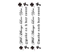 Tatouage temporaire noir, 8 feuilles, motif lettres, amour, cœur, faux tatouage, for femme(SET 06)