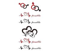 Tatouage temporaire noir, 8 feuilles, motif lettres, amour, cœur, faux tatouage, for femme(SET 10)