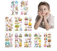 Tatouage Temporaire - Pâques Pour Les - Tatouage Temporaire De Pâques - Autocollant Sticker De Visage Oeuf Coloré Lapin Pssin Tatouage Éphémère Carotte Faux Tattoo Personnalisé Décoration Diiy Cadeau