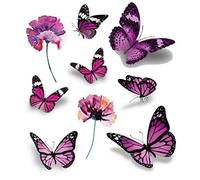 Tatouage temporaire pour femme fille, Fleurs Tatouages Temporaires Autocollants pour Femme, Fleurs Colorées Papillon Faux Tattoos Éphémères Étanches, Imperméable À L'eau Faux Tatouage. (B)