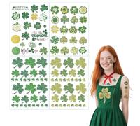 Tatouage Temporaire Saint-Patrick - Ensemble de 100 Tatouages Trèfle - Motifs Variés - Facile à Appliquer et Retirer - Idéal pour les Fêtes et Cadeaux - 4 Feuilles - Vert