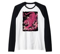 Tatouage Tigre Japonais Vintage féroce Ukiyo-e Tora Manche Raglan