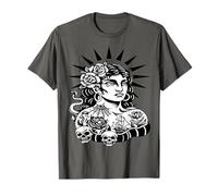 Tatouage Traditionnel Blackwork Lady Skulls T-Shirt