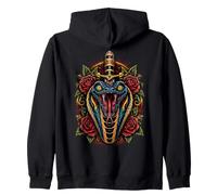 Tatouage Traditionnel Cobra Dague Roses Sweat à Capuche