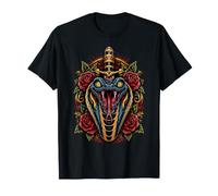 Tatouage Traditionnel Cobra Dague Roses T-Shirt