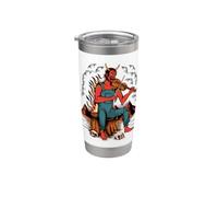 Tatouage traditionnel du diable jouant du violon Old School Gobelet isotherme en acier inoxydable double paroi