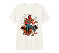Tatouage Traditionnel du Diable Jouant du Violon Old School T-Shirt Haut de Gamme