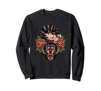 Tatouage Traditionnel Femme tête de Loup Roses Art Classique Sweatshirt