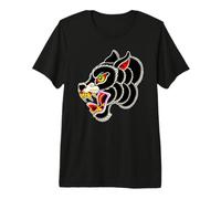 Tatouage Traditionnel tête de Loup-Garou T-Shirt Haut de Gamme