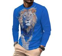 Tatouage Viking 3D Impression Homme Manches Longues T-Shirt Col Rond Doux Cool Lion Graphique Tee