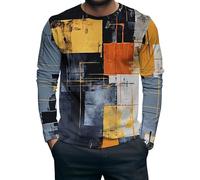 Tatouage Viking 3D Impression Homme Manches Longues T-Shirt Col Rond Doux Cool Lion Graphique Tee