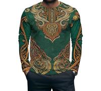 Tatouage Viking 3D Impression Homme Manches Longues T-Shirt Col Rond Doux Cool Lion Graphique Tee