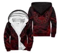 Tatouage Viking Homme Sweat à Capuche Hiver Chaud Hoodie Loup Fenrir Nordique épaisse Pull à Capuche Doublée Polaire Manche Impression 3D Longue Veste à Capuche Avec Fermeture éclair Intégrale(Mjolnir