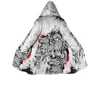 Tatouage Viking Manteau D'hiver Chaud En Cachemire Avec, Cape à Capuche Rétro Odin Raven Imprimée En 3D, Parka Mi-Longue, Veste Harajuku(Nordic jacket,XL)