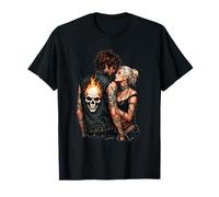 Tatouage Vintage Gothique Motard Couple crâne Flamboyant Art T-Shirt
