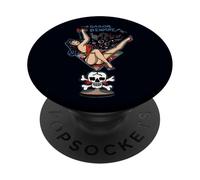 Tatouage vintage "Sailor Beware" Pin-up dans un verre à Martini PopSockets PopGrip Adhésif