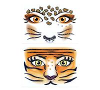 Tatouage visage Carnaval Léopard Tigre Tatouage visage Léopard Autocollant artistique Chat Lapin Renard Tatouage temporaire Paillettes Léopard Maquillage Autocollant visage