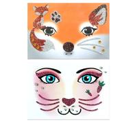 Tatouage visage Carnaval Léopard Tigre Tatouage visage Léopard Autocollant artistique Chat Lapin Renard Tatouage temporaire Paillettes Léopard Maquillage Autocollant visage