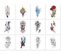 Tatouages Autocollants, Fleurs Réalistes, Animaux Colorés, Transfert À L'Eau Noir Et Blanc, Résistants À La Transpiration Et À L'Eau. 210 * 114mm A082