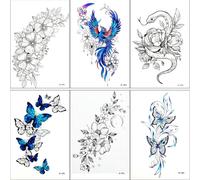 Tatouages Autocollants Floraux Et Papillons Imperméables Et Longue Durée Pour Demi-Manches. 208 * 148MM