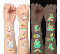 Tatouages de licorne à 10 feuilles pour enfants, autocollant de tatouage pailleté pour les filles, idéal pour l'anniversaire, la fête, les boursiers