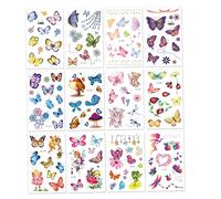 Tatouages de papillon scintillant étanches faux autocollants de tatouage pour enfants fête des filles privilégiés 12pcs