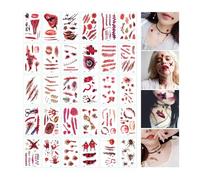 Tatouages D'Halloween, Autocollants Scar Halloween, 30 Feuilles Cicatrices de Zombie, Zombie Cicatrices Tatouages, Halloween Tatouages Temporaires, Cicatrice Halloween Tatouage Temporaire Visage