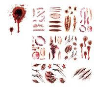 Tatouages d'Halloween temporaires - packs d'autocollants cicatriciels effrayants, maquillage de blessure zombie réaliste | Tatouages de galet de globe oculaire à l'épreuve de sueur, faux autocolla