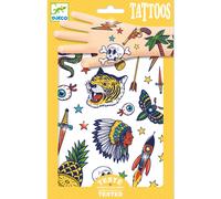 Djeco Tatouages temporaires pour enfants – Pirates/Animaux/Dinosaures – Détails métallisés – Dès 3 ans