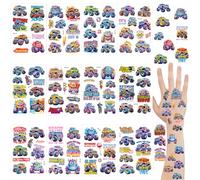 Tatouages éphémères à paillettes Monster Truck pour enfants, 12 planches de tatouages Monster Truck pour garçons, Autocollants de tatouage temporaires, Décorations de fête d'anniversaire