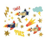 TATOUAGES ÉPHÉMÈRES AVION ÉCLAIR ÉTOILE 11 MOTIFS Multicolore