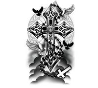 Fiestas Guirca – Tatouages éphémères Divinité Croix Colombe – 14 x 30 cm – Noir