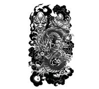 TATOUAGES ÉPHÉMÈRES DRAGON DIABOLIQUE ASIE 14X30CM Noir
