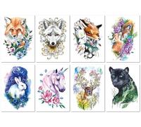 Tatouages Éphémères Écologiques, Imperméables, Résistants À La Transpiration Et Longue Durée Pour Les Bras ;Réalistes Représentant Un Tigre, Un Léopard Et Un Ours. 210×150mm